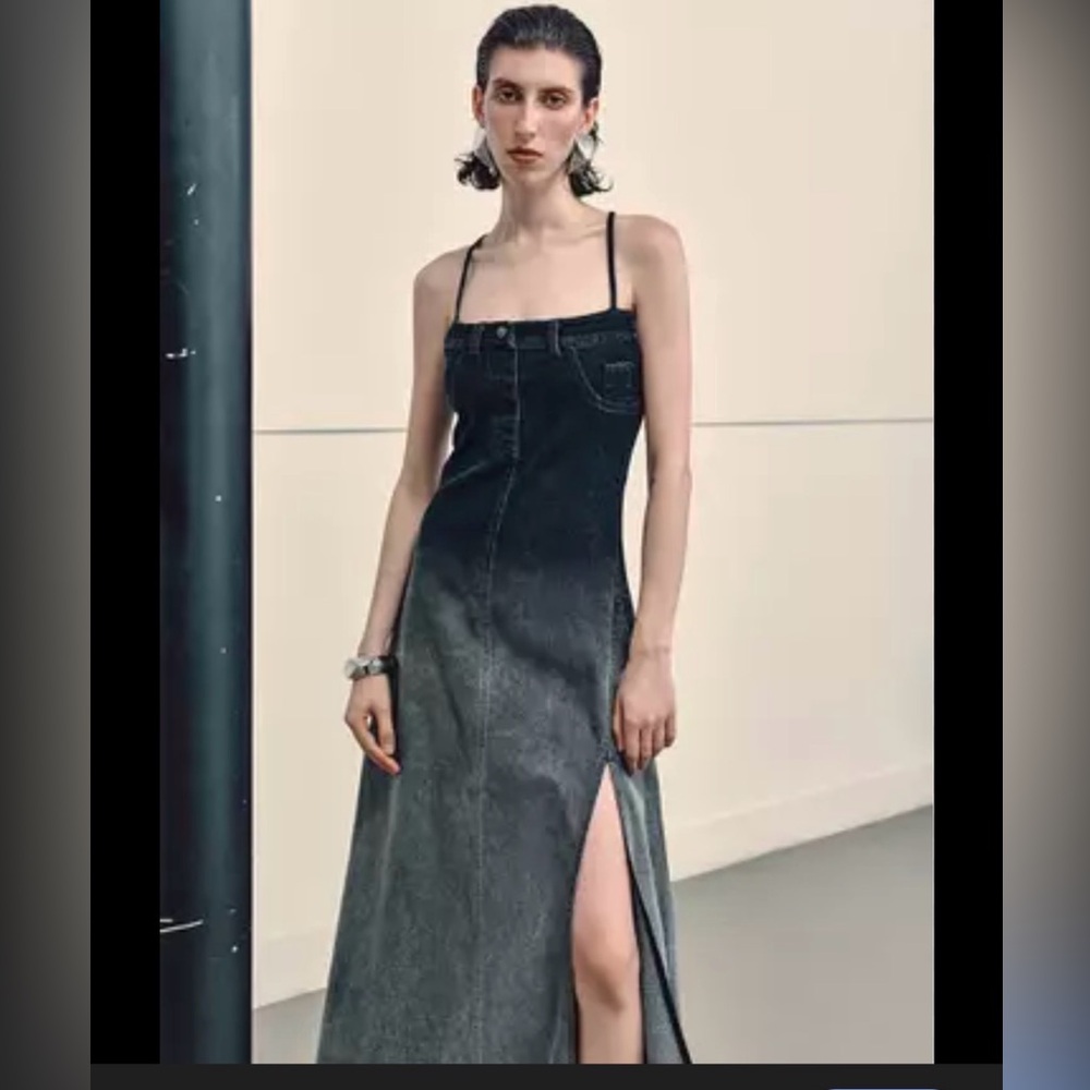 Urban Revivo  Denim Maxi Dress with Side Slit new NWT size 14